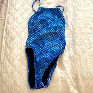 Jolyn swimwear Blue/light blue/white/teal lines(plaid)